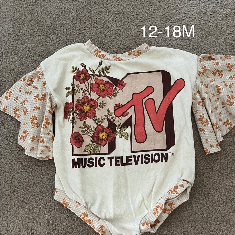 MTV Floral Kids Bodysuit - Cream and Brown